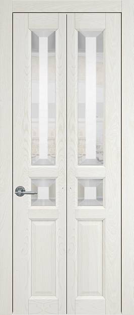 Межкомнатная дверь Porta Classic Imperia-R Книжка, цвет - Белый ясень nano-flex, Со стеклом (ДО)