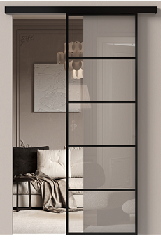 Дверь МКП-4 Черная эмаль (RAL 9004) со стеклом