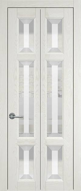 Межкомнатная дверь Porta Classic Siena Книжка, цвет - Белый ясень nano-flex, Со стеклом (ДО)