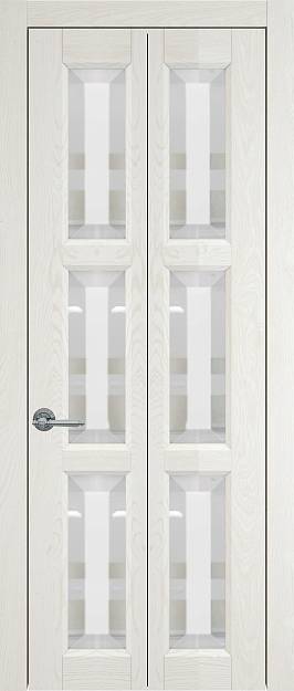 Межкомнатная дверь Porta Classic Milano Книжка, цвет - Белый ясень nano-flex, Со стеклом (ДО)