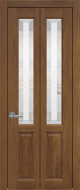 Межкомнатная дверь Porta Classic Dinastia Книжка, цвет - Итальянский орех, Со стеклом (ДО)
