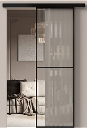 Межкомнатная дверь МКП-1, Со стеклом (ДО), цвет - Черная эмаль (RAL 9004)